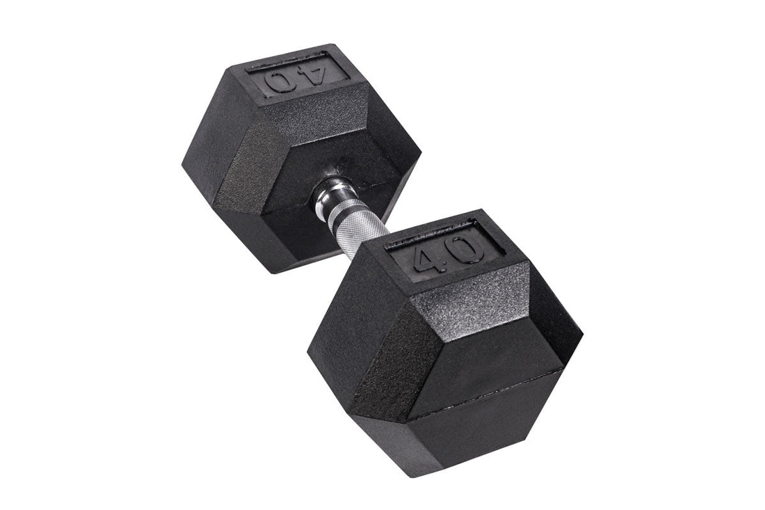 Black Hex Rubber Coated Dumbbells Singles (5 - 110lbs) - FrayFitnessBlack Hex Rubber Coated Dumbbells Singles (5 - 110lbs)FrayFitness